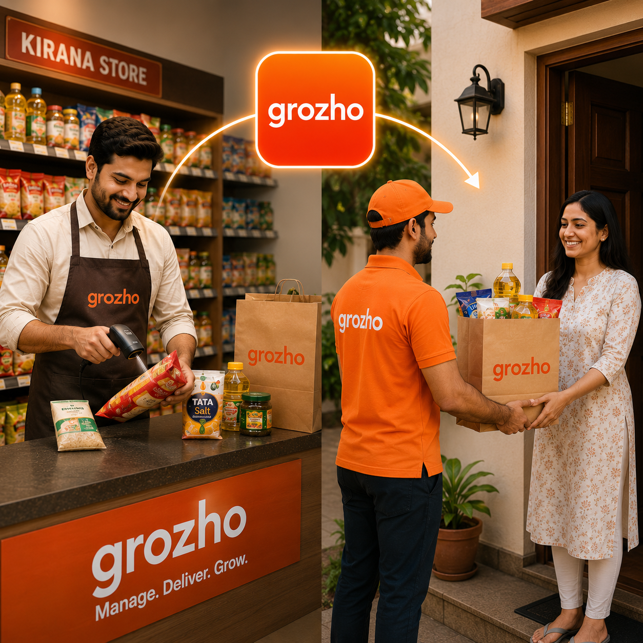 Kirana store owners and delivery person